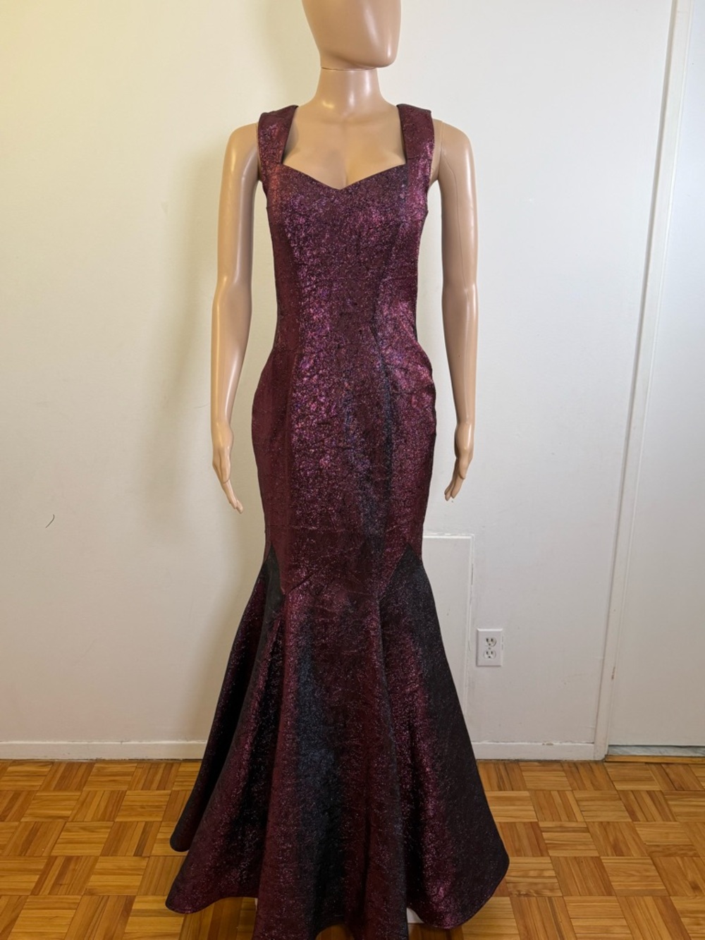 Sleeveless Metallic Merlot Mermaid Gown